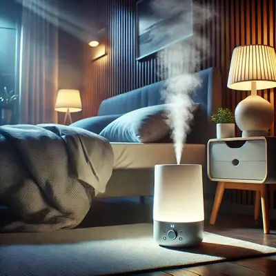 a humidifier in the bedroom