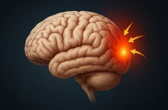 Illustration of occipital headache during exercise, showing brain pain in back of head, related to exertional headaches and nerve pressure.