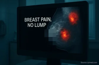 mammogram result showing possible cause of breast pain without lump, diagnostic imaging for non-lump breast discomfort